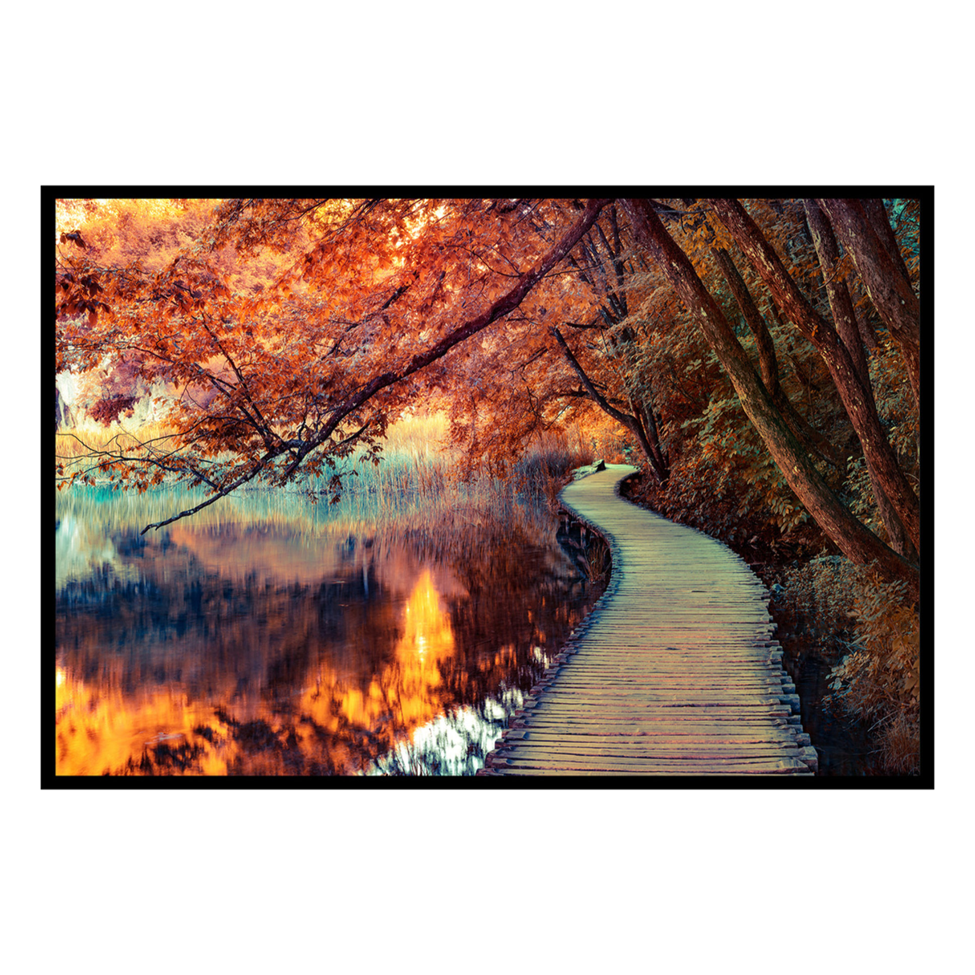 Affiche encadrée paysage d’automne Affiche + cadre en métal - Noir