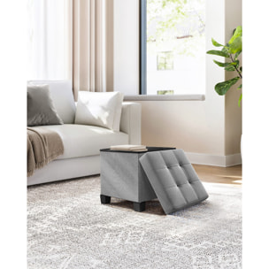 Pouf contenitore pieghevole grigio chiaro in tessuto effetto lino