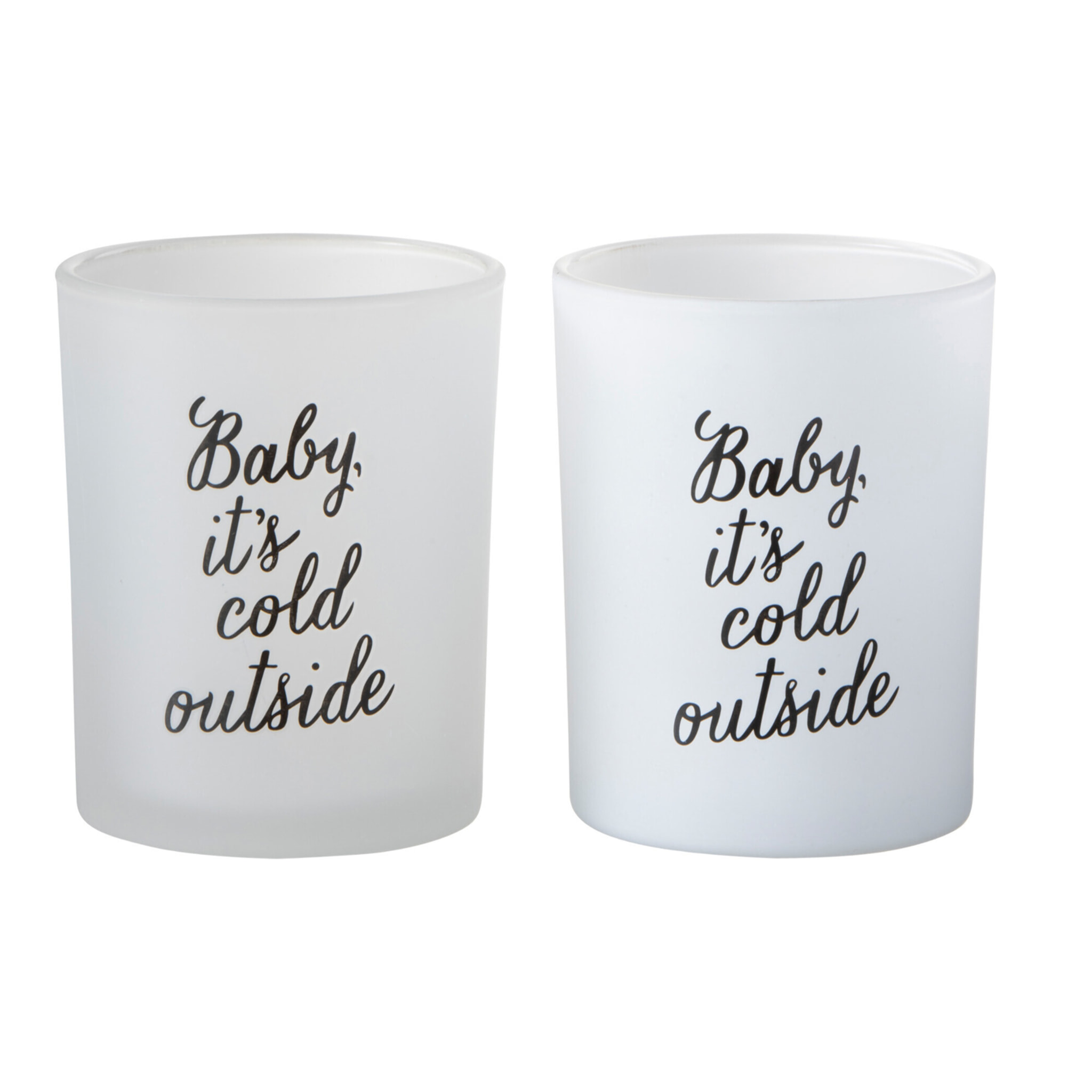 J-Line photophore Baby - verre - blanc/noir - large - 2 pcs
