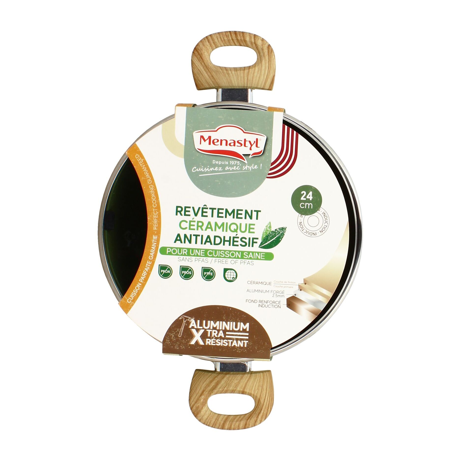 Faitout 24cm avec revêtement céramique vert - tous feux COLORAMA