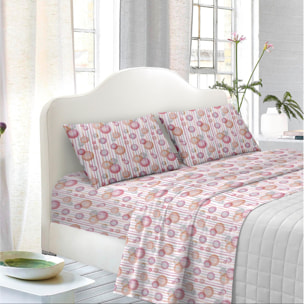 White & White Completo letto matrimoniale Bolle 100% cotone Rosa