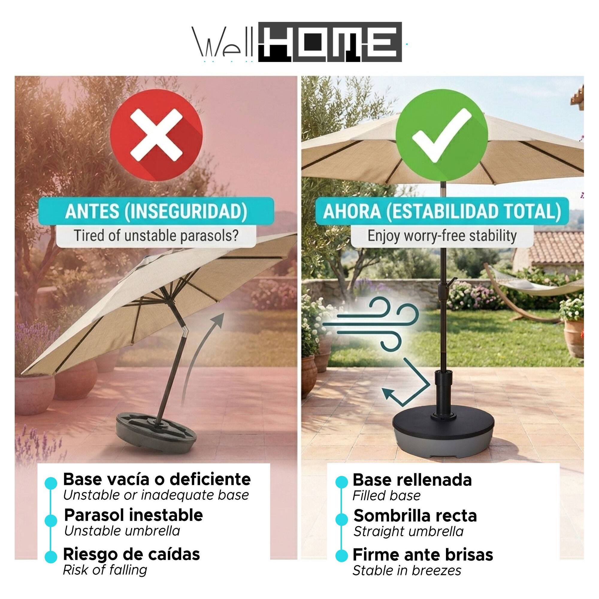 Base para parasol, 20l, 49,5x14,5cm, gris oscuro, rellenable 20kg agua/32kg arena