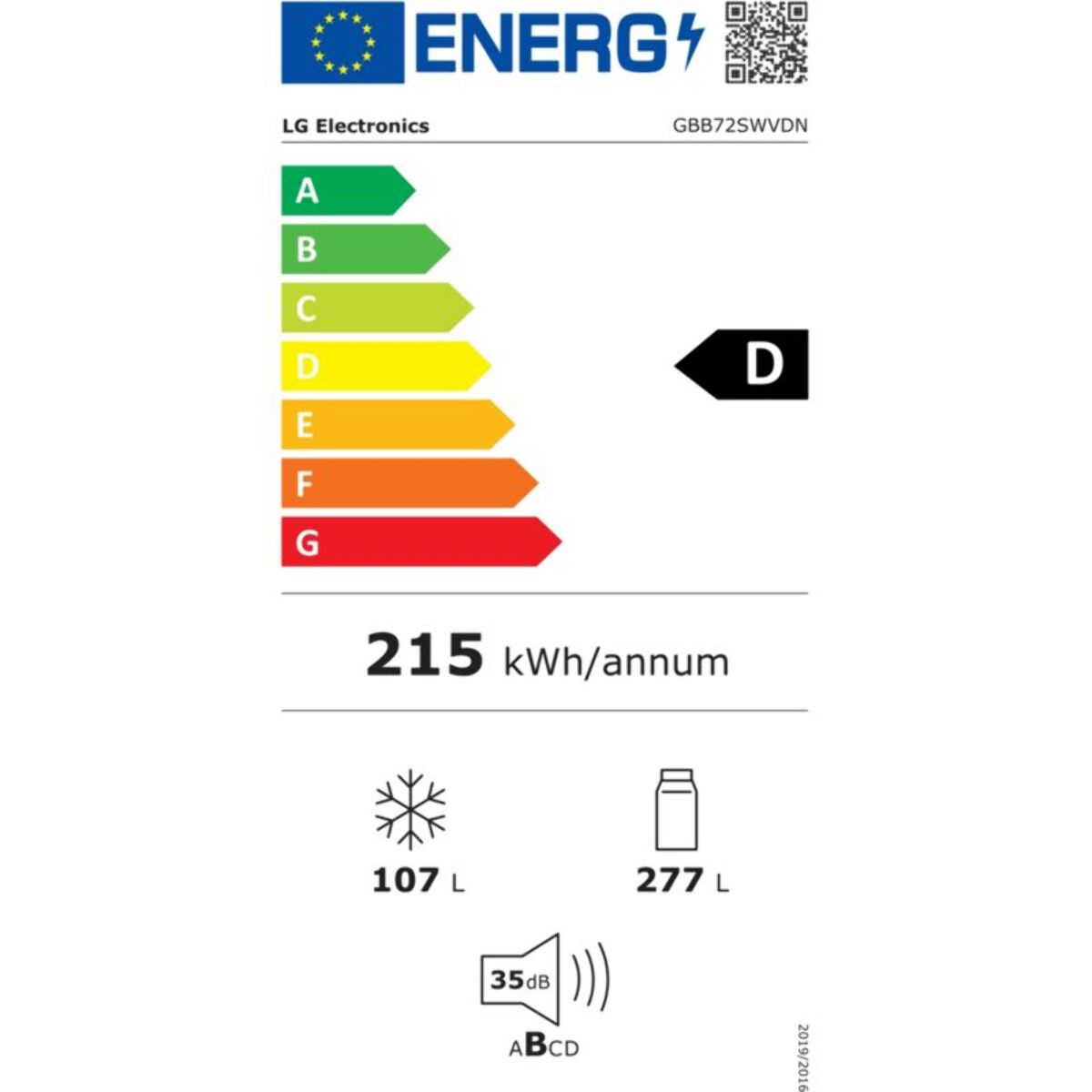 Réfrigérateur combiné LG GBB72SWVDN