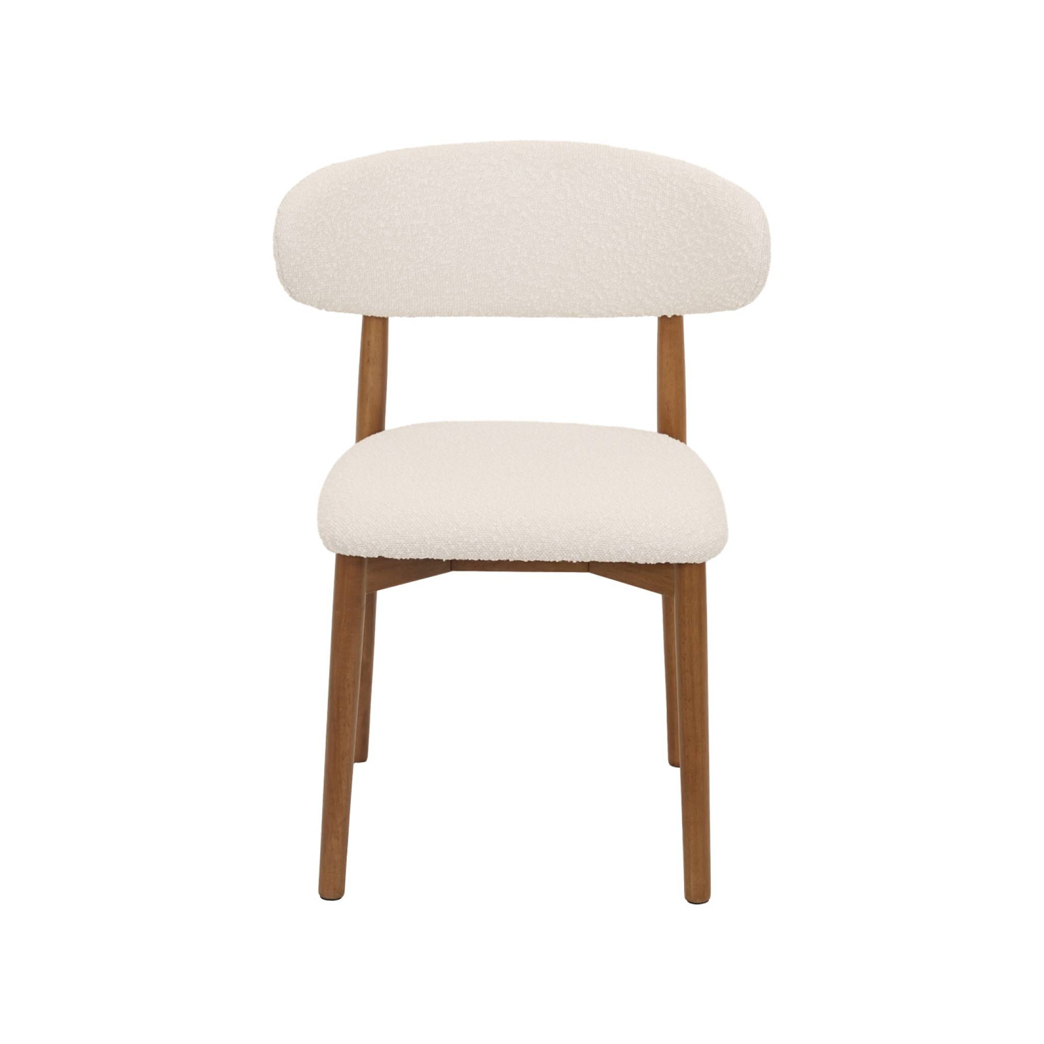 Chaise bois d'hévéa et tissu bouclette (lot de 2)  PAOLA