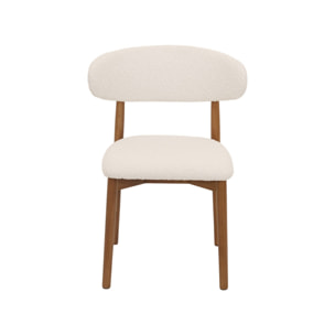Chaise bois d'hévéa et tissu bouclette (lot de 2)  PAOLA