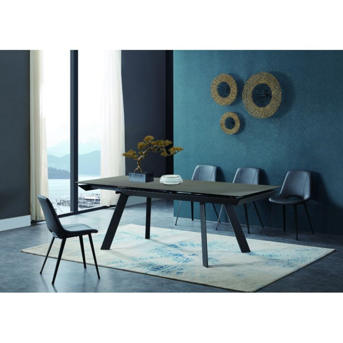 Table extensible plateau céramique gris anthracite 160/240 cm - MARKUS