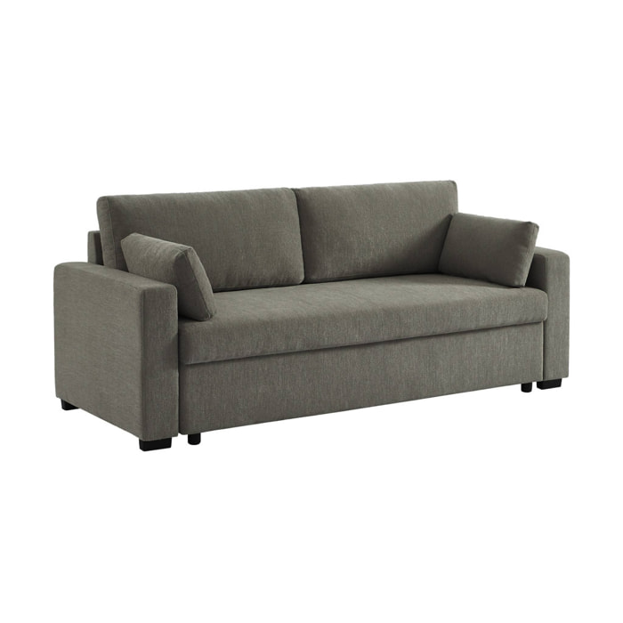 Canapé convertible 3 places tissu chenille gris foncé L 211 x P 90 x H 86 cm - Easy