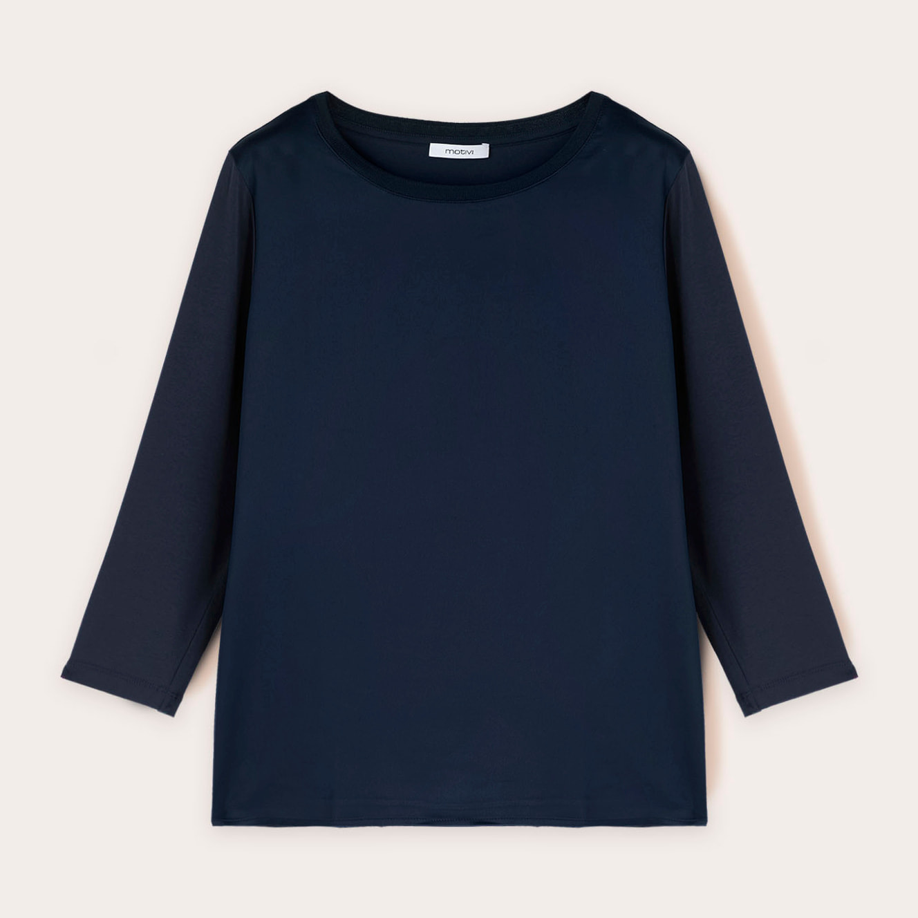 Motivi - T-shirt basic bimaterica - Blu