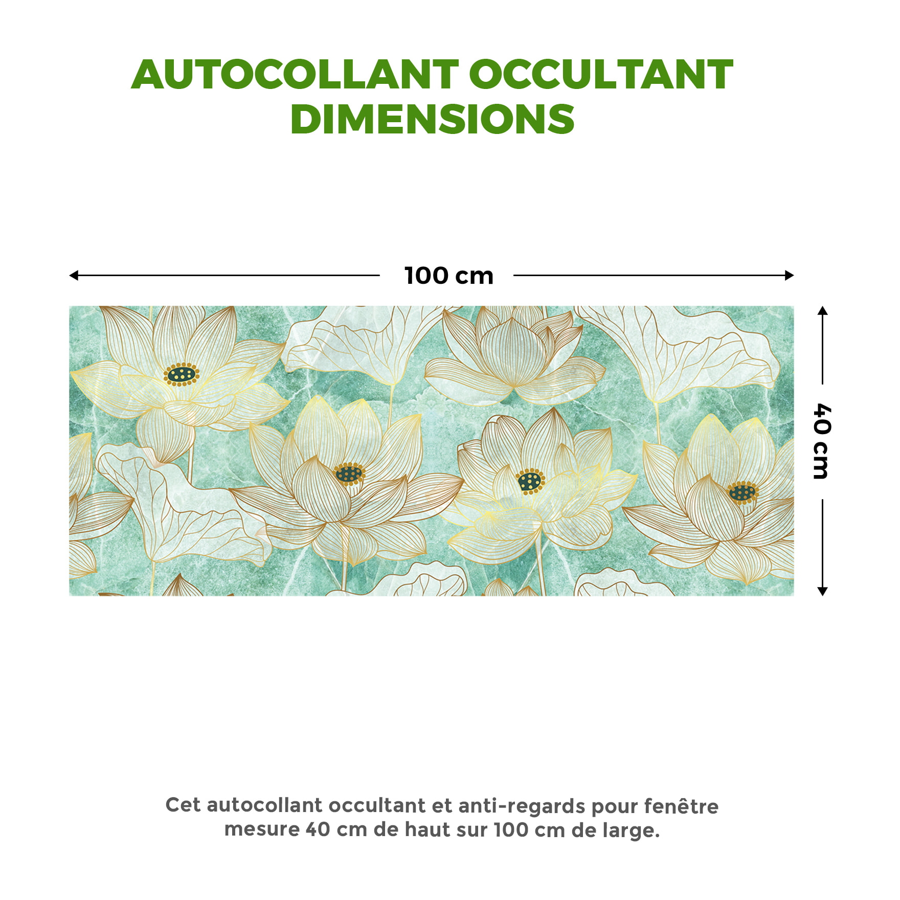 Adhésif Film Fenêtre Anti Regard Occultant - FLEURS DE LOTUS EFFET DORÉ