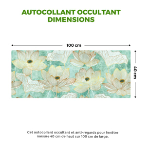 Adhésif Film Fenêtre Anti Regard Occultant - FLEURS DE LOTUS EFFET DORÉ