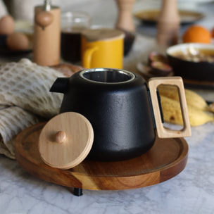 Théière en fonte noire avec couvercle en bois 1L VIGGO