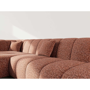 Curtis - canapé d'angle gauche 4 places sans accoudoir en tissu texturé - Terracotta