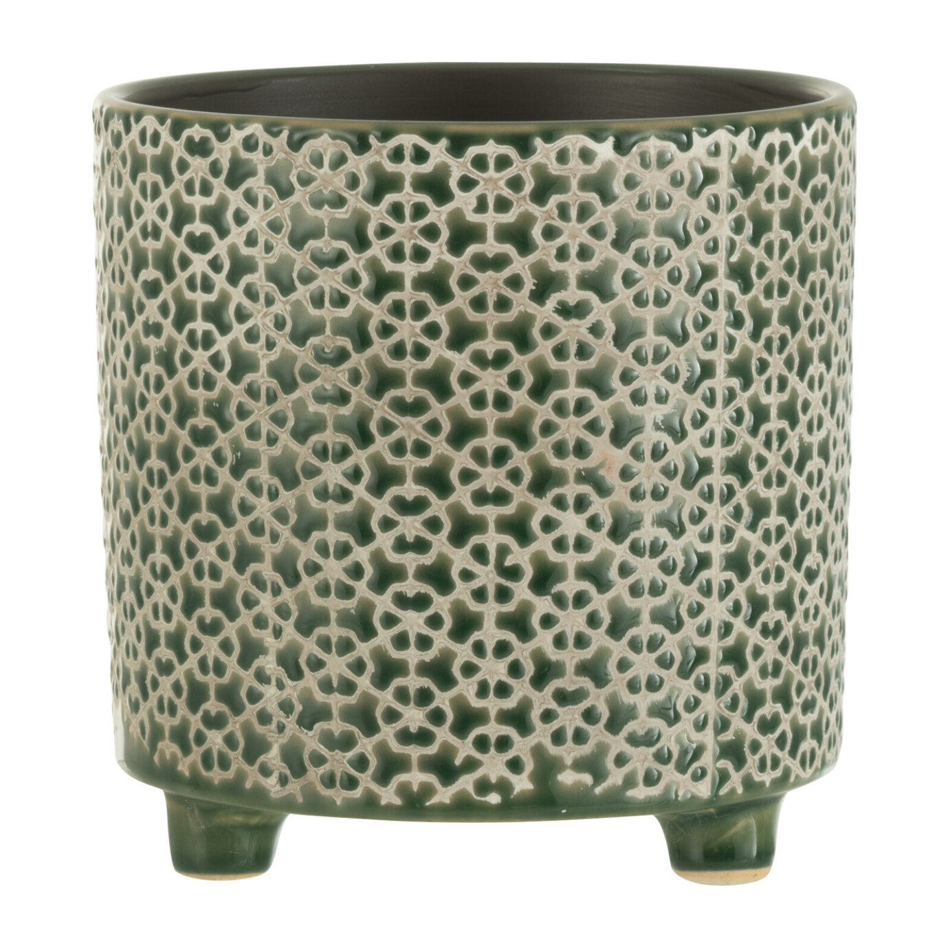 J-Line cache-pot Fleur - céramique - vert - large - Ø 16.5 cm