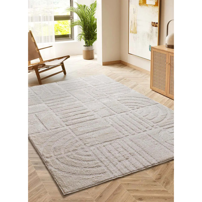 Alfombra de estilo escandinavo en color crema Blanche, varias medidas disponibles