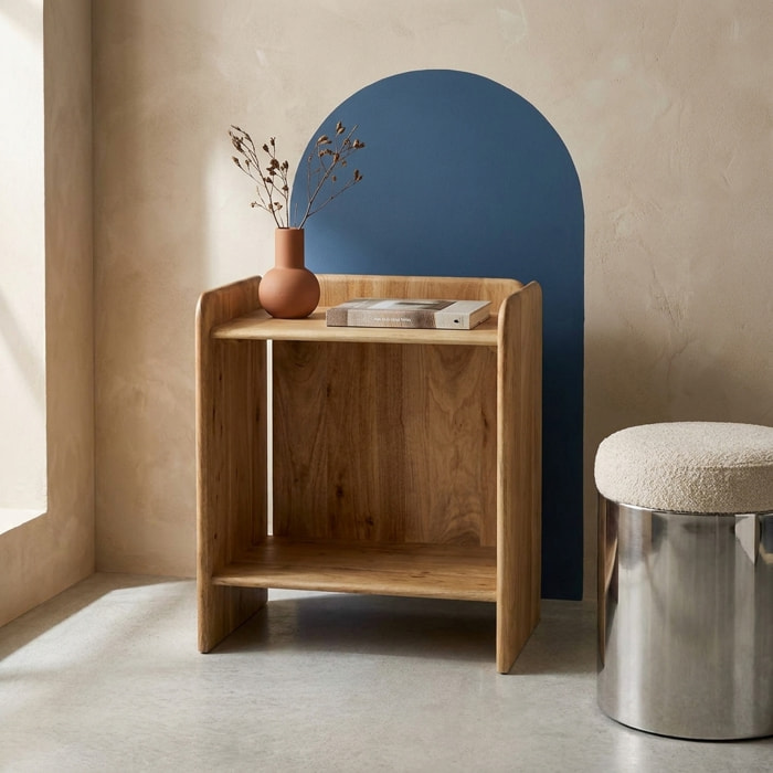 Table de chevet exotique bois d'acacia 2 niveaux TARA