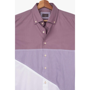 Camicia Uomo 1 Bottone Button Down Doppio Popeline Unito Viola