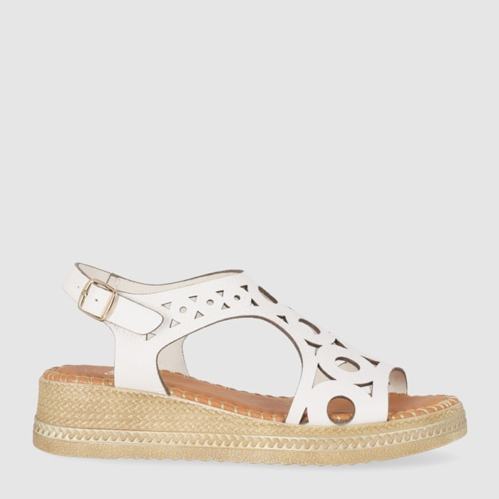 Sandalias de Piel - Blanco - Tacón: 5 cm