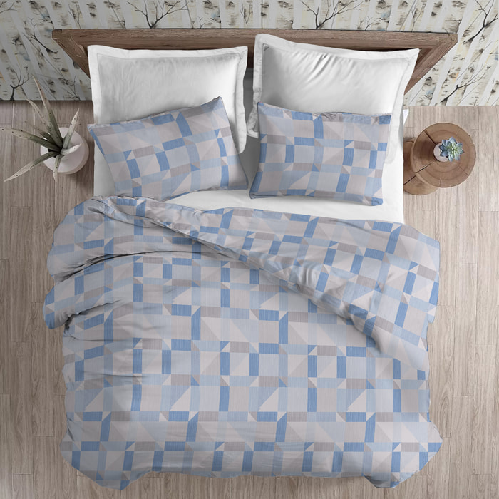 Parure copripiumino in flanella atene azzurro