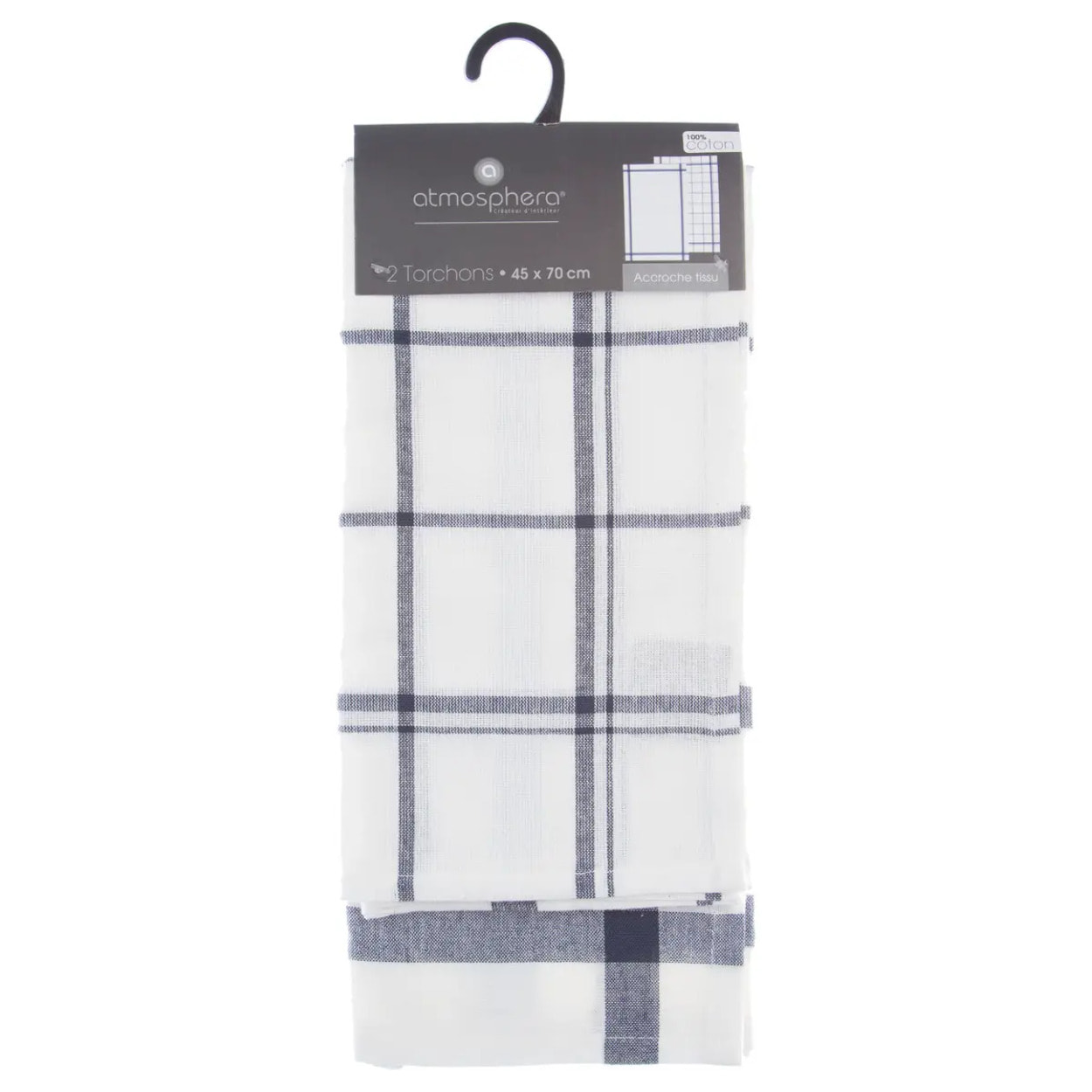 Lot de 2 torchons "Tradition" en coton bleu 45x70cm