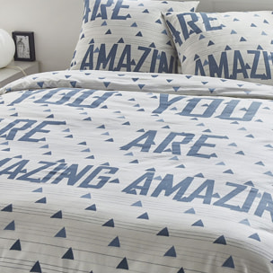 Parure Housse De Couette 3pcs 100% coton 51fils Amazing Blanc