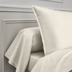 Drap plat uni en percale de coton, PREMIÈRE, Meringue