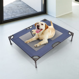 Lit sur pieds XXL pour chien chat lit de camp animal lit surélevé tissu oxford textilène micro-perforé 92L x 76l x 18H cm bleu marine