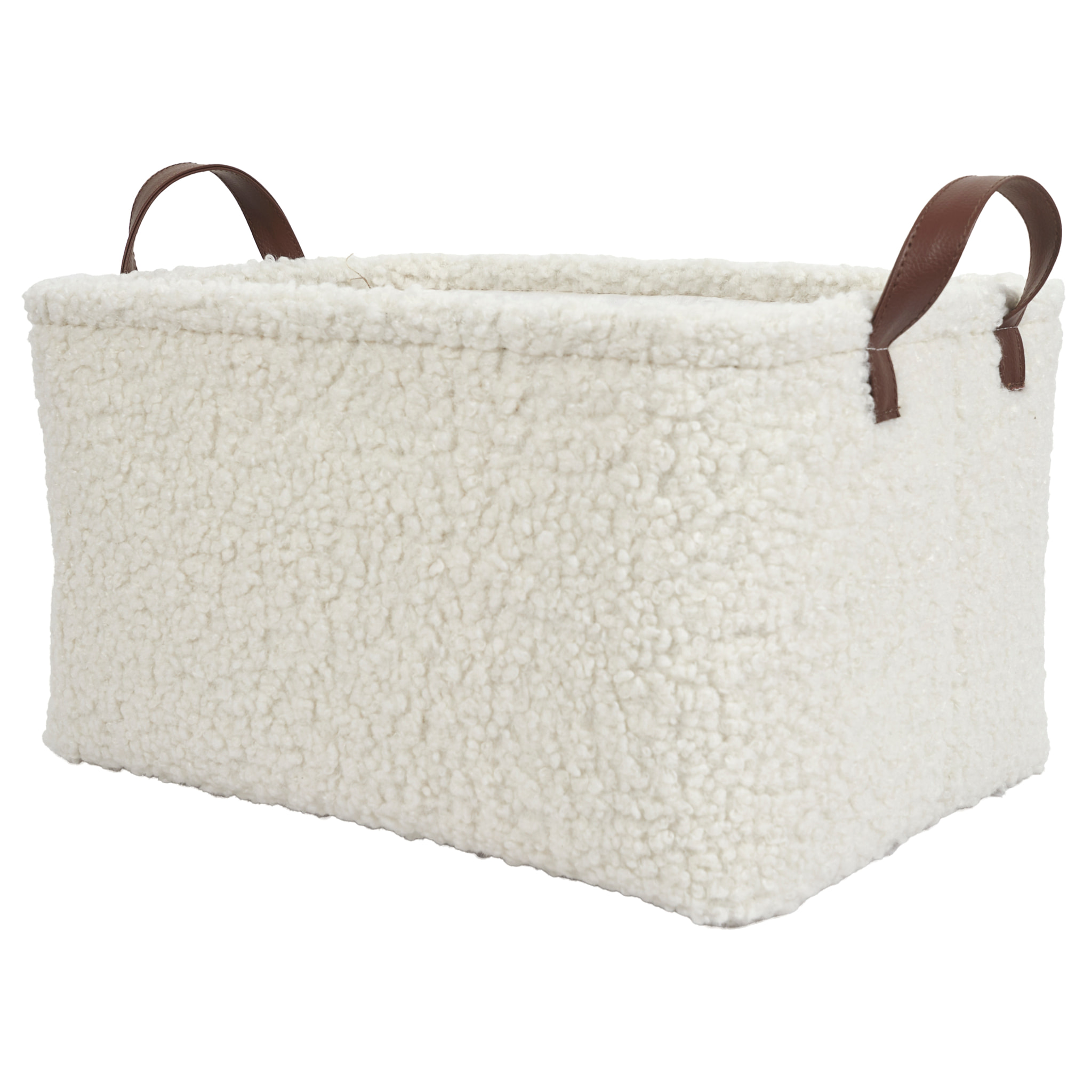 Panier Rangement Velours Cotele Blanc