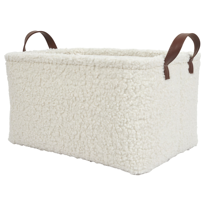 Panier Rangement Velours Cotele Blanc