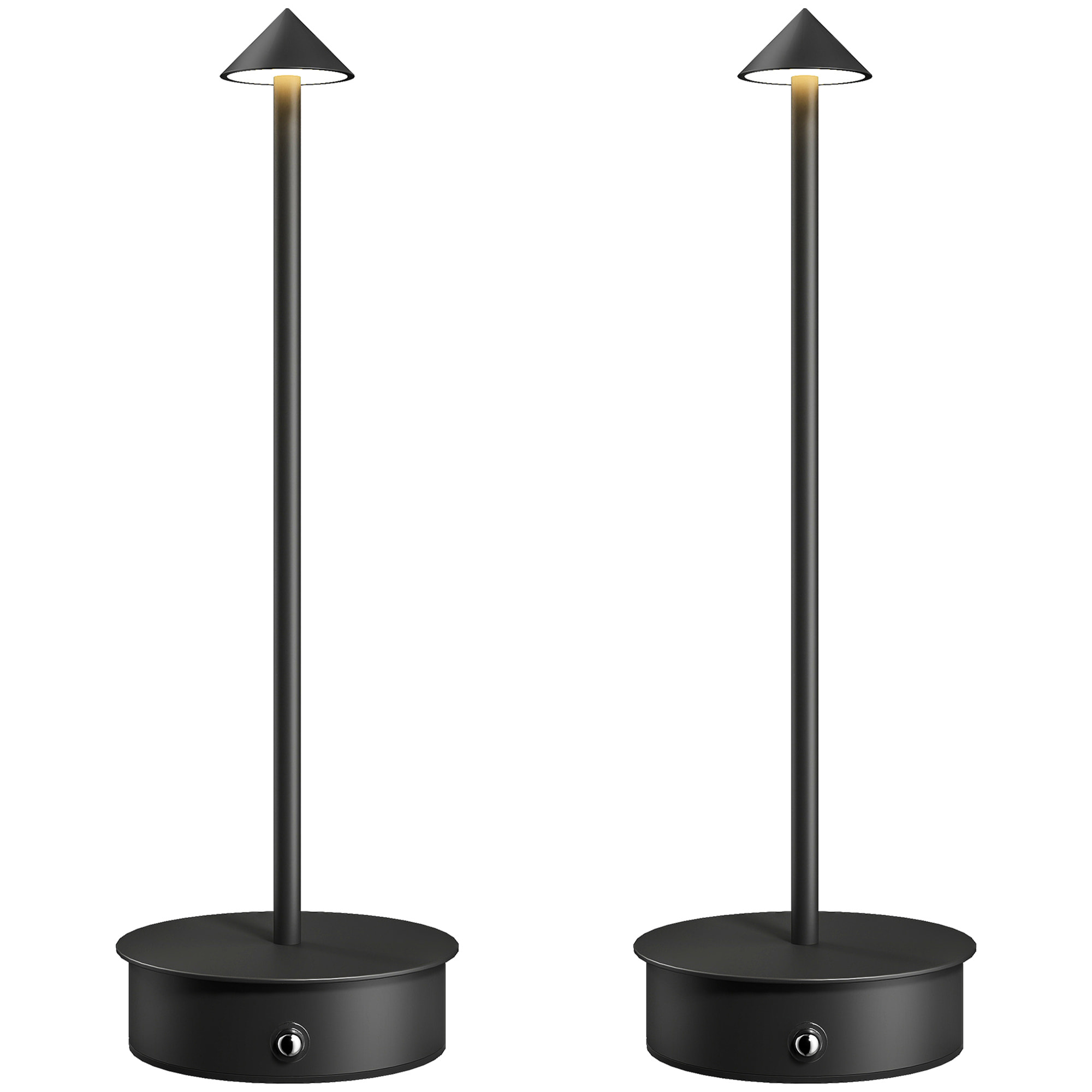 Juego de 2 Lámparas de Mesa Recargables por USB, Lámparas de Mesita de Noche Regulables con Control Táctil, 3000K/4500K/6000K, Luz LED Incluida, para Dormitorio, Salón u Oficina, Negro