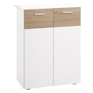 kleankin Armario de Suelo para Baño con 2 Puertas y Estantes Interiores Ajustables Mueble Auxiliar de Madera Multiusos para Salón Cocina Comedor 60x30x85 cm Blanco