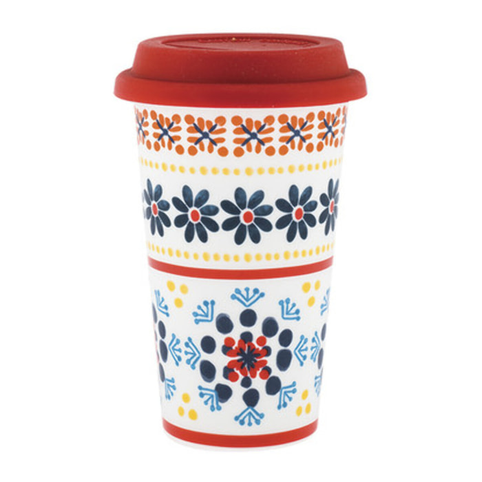 Bicchiere Gardeny in new bone china con cover in silicone
