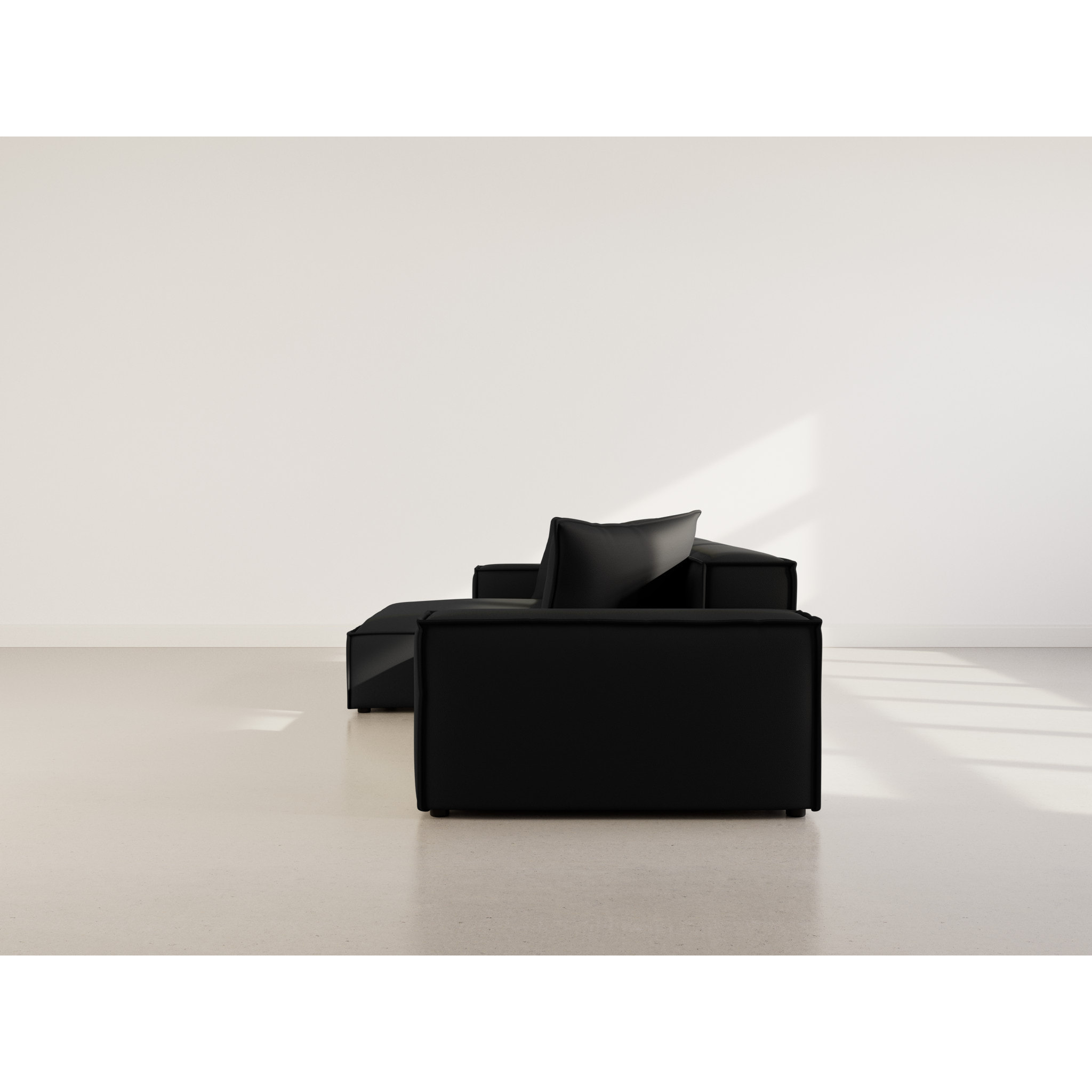 Atlas - Canapé d'angle réversible 4 places en velours texturé - Noir