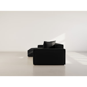 Atlas - Canapé d'angle réversible 4 places en velours texturé - Noir