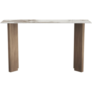 Console avec plateau en céramique style pandora "Elma" - 140 cm - Marron