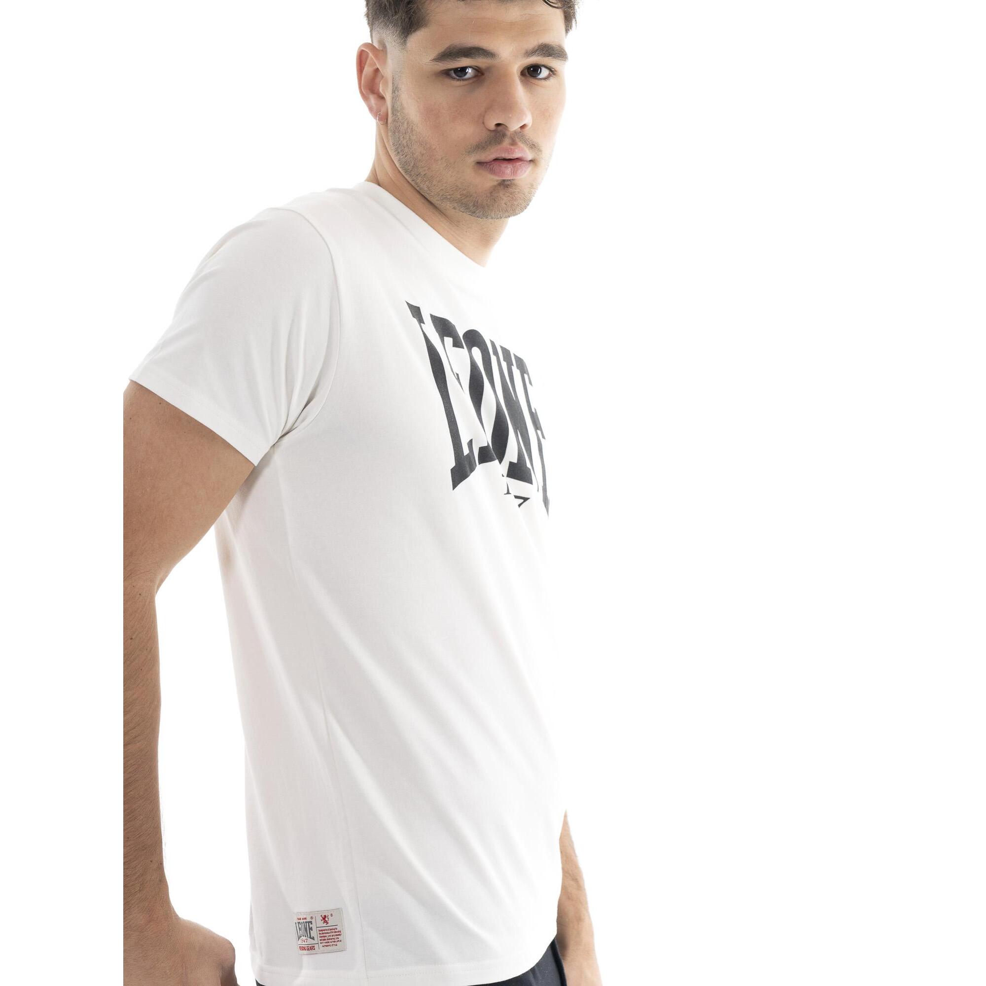 Camiseta básica de algodón elástico de manga corta con logo Leone 1947