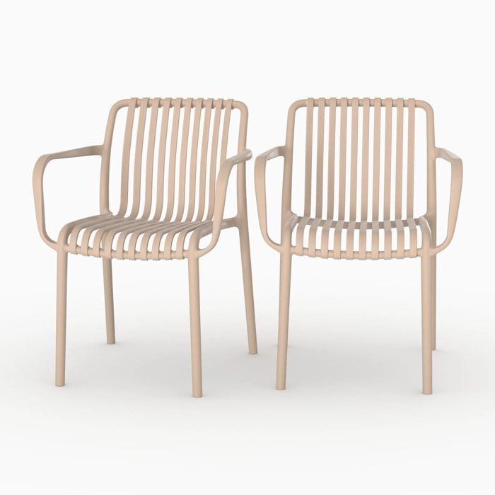 Lot de 2 chaises de jardin empilables en plastique beige - Ivy