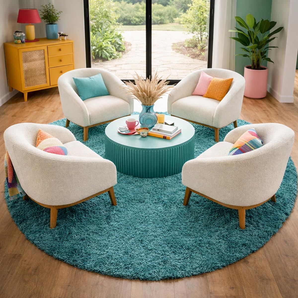 Tapis poils longs shaggy tissé motif uni ZASIVE