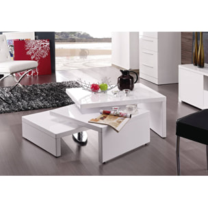 Table basse design "Elysa" - 80 x 59 x 37,5 cm - Blanc laqué
