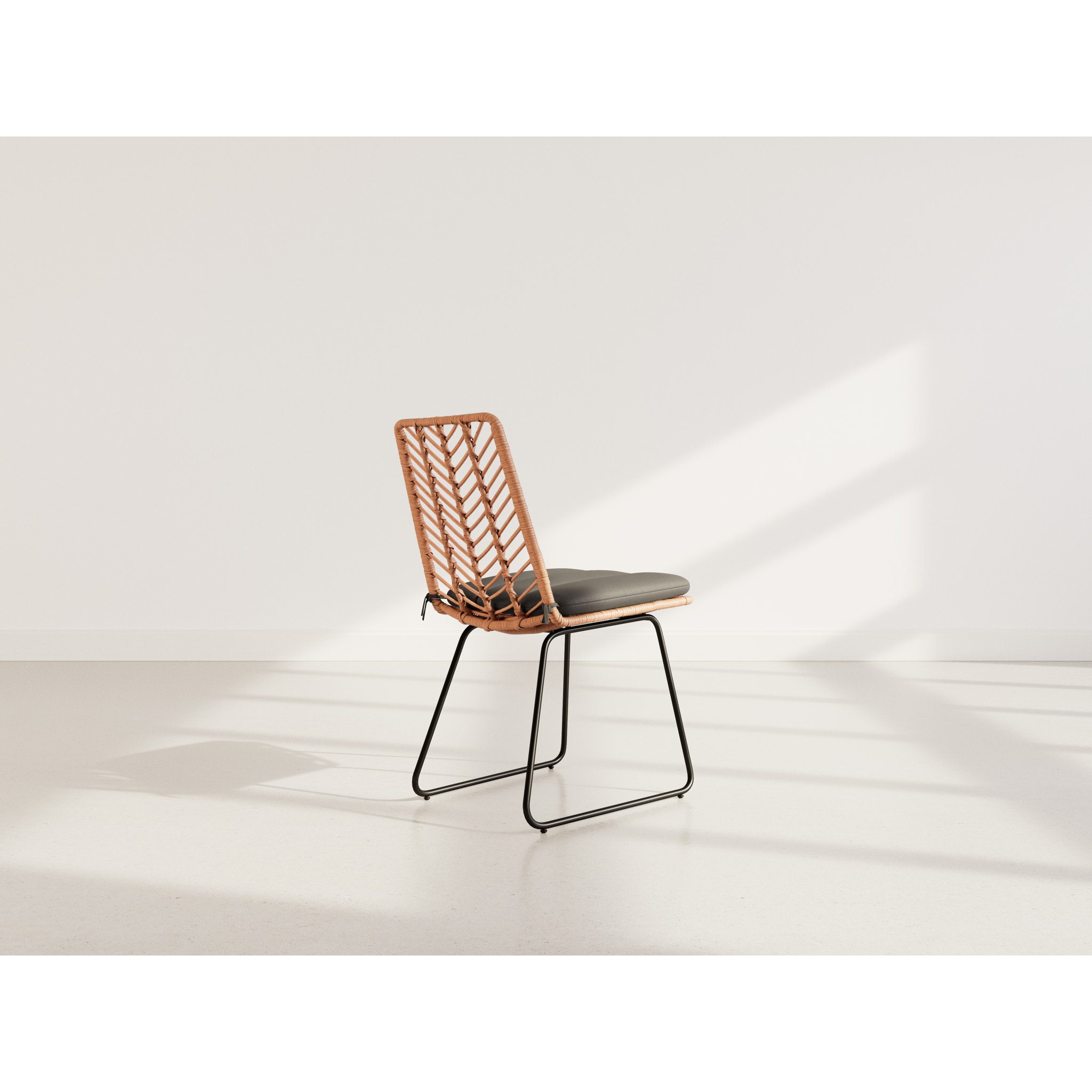 Forenza - lot de 4 chaises - effet rotin - coloris bois et noir - Noir / Bois