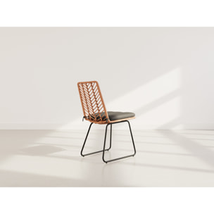 Forenza - lot de 4 chaises - effet rotin - coloris bois et noir - Noir / Bois
