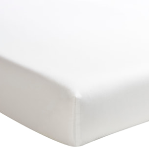 Drap housse uni en percale de coton, bonnet de 30cm, PREMIÈRE, Meringue