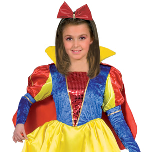 Abito Costume Carnevale Biancaneve Giallo Rosso Blu Bambina