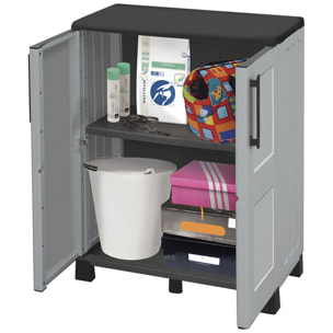 Armario de mediana altura en polipropileno, material reciclable y ecológico sostenible, está equipado con bisagras de acero, estante ajustable y los p