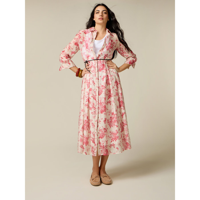 Oltre - Vestido camisero estampado - Blanco