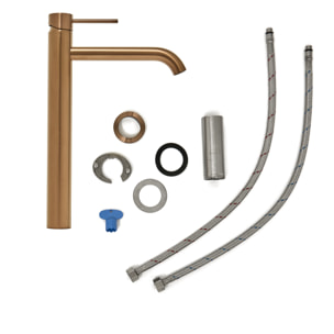 Aurum mitigeur lavabo inox, or rose + Ceramia PixL 36x12,5 cm vasque à poser, sans trop-plein, blanc (SAT285BRGCEPX3636)