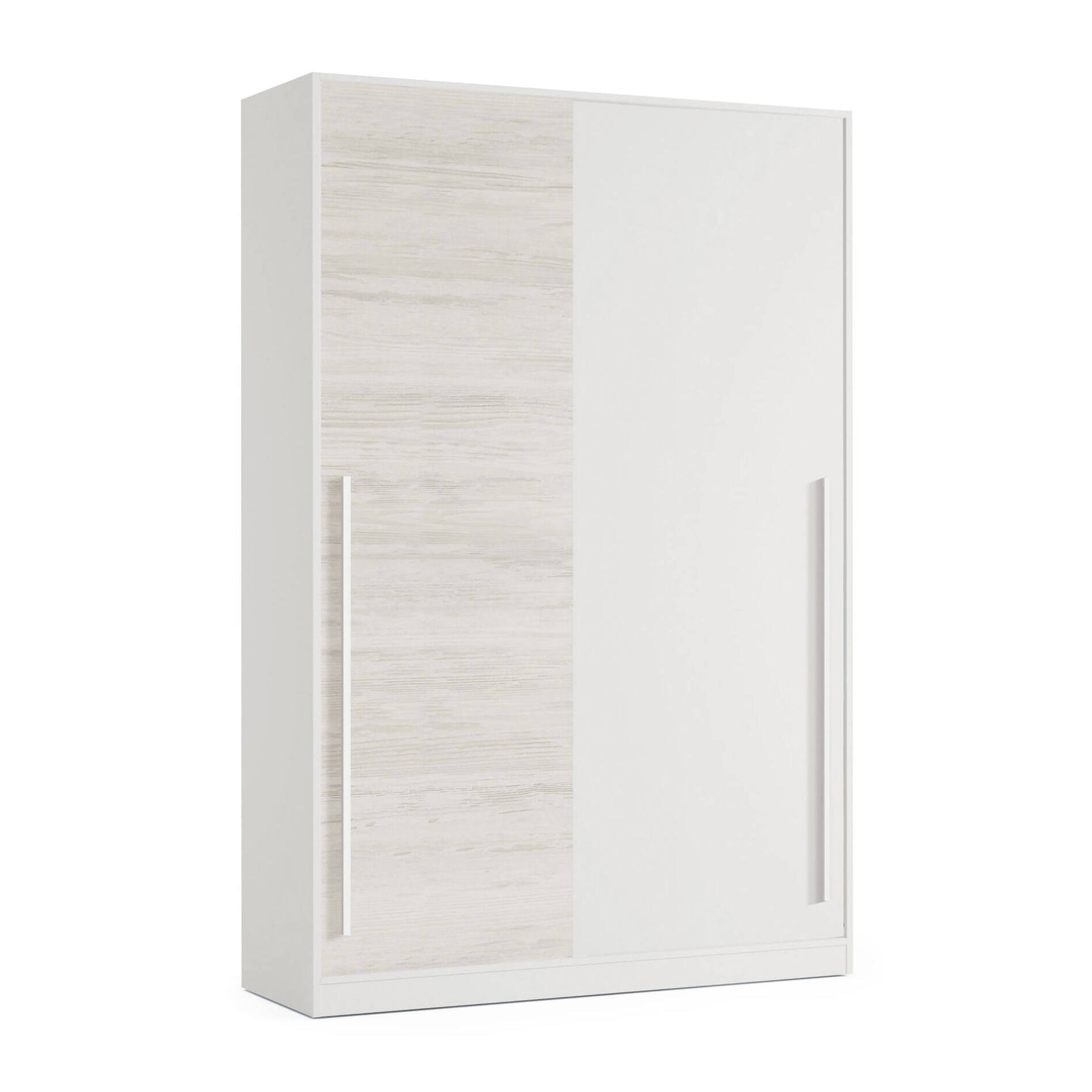 Guardaroba 2 ante Aristode, Armadio per camera da letto, Mobile con barra appendiabiti e 3 ripiani, 120x50h200 cm, Bianco anticato