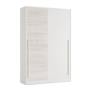 Guardaroba 2 ante Aristode, Armadio per camera da letto, Mobile con barra appendiabiti e 3 ripiani, 120x50h200 cm, Bianco anticato