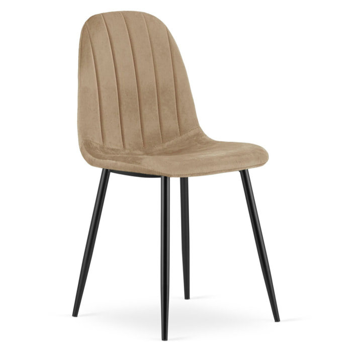 Set di 4 sedie Padva in velluto marrone con gambe nere