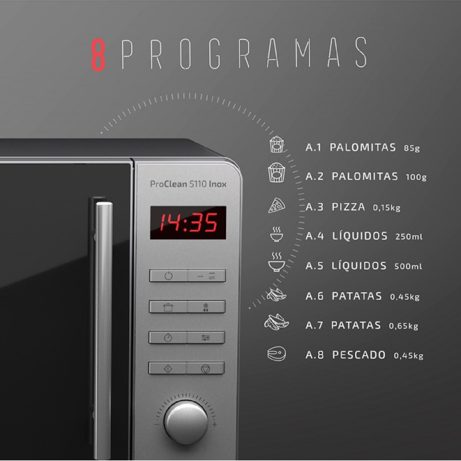 Cecotec Micro-ondes de 20 L avec grill ProClean 5110 Inox