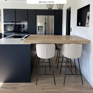 Lot de 2 chaises pour îlot central 66 cm en tissu bouclé beige - Groom